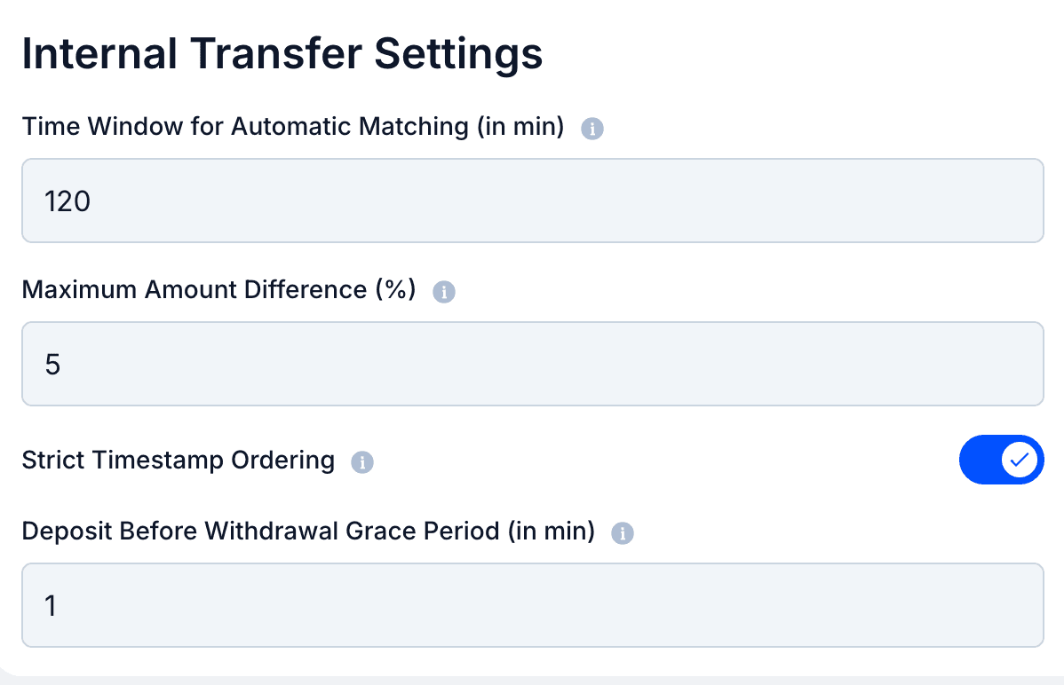 Internal Transfer Settings