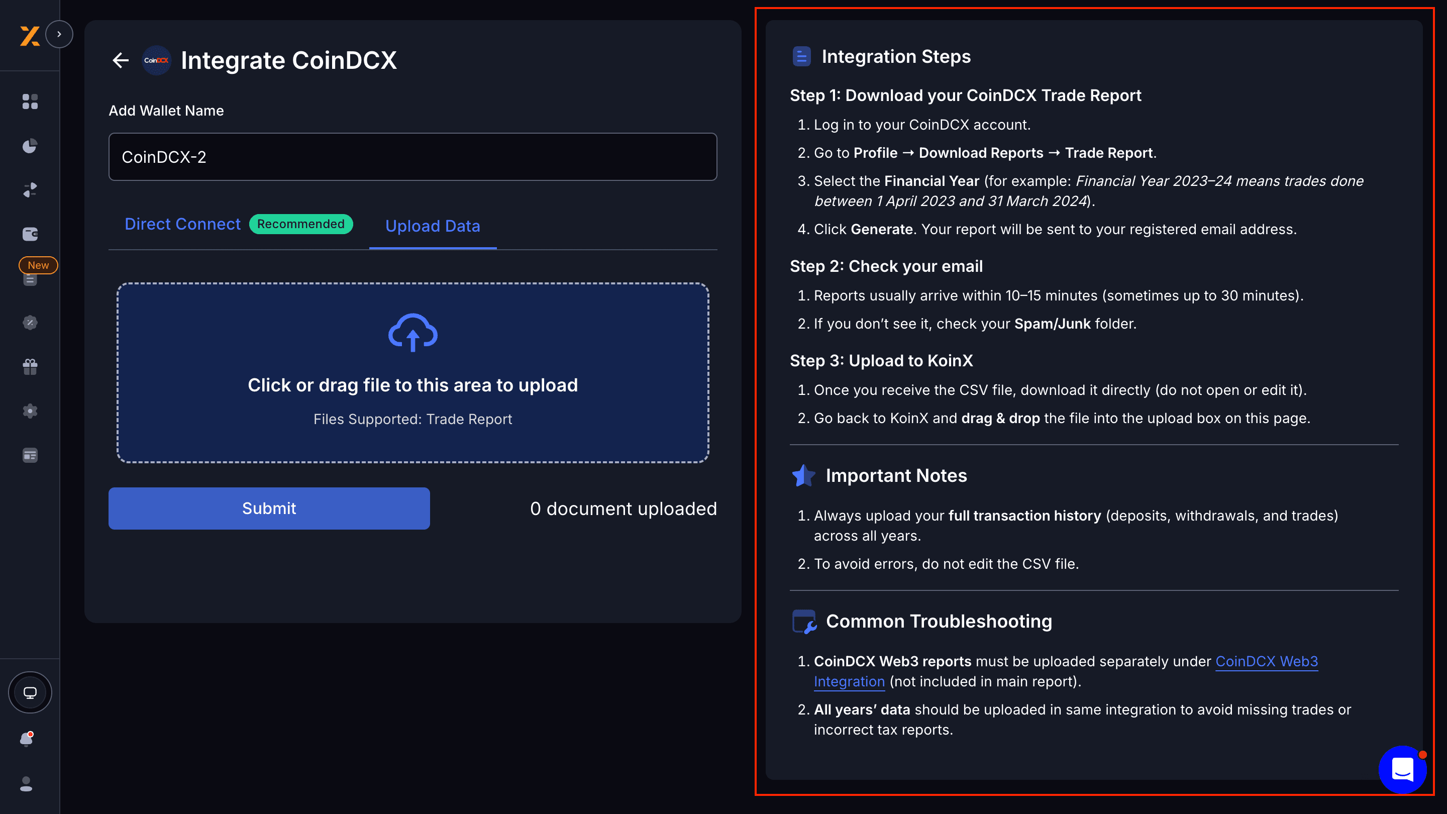 Integration Steps View Enhancements Screenshot